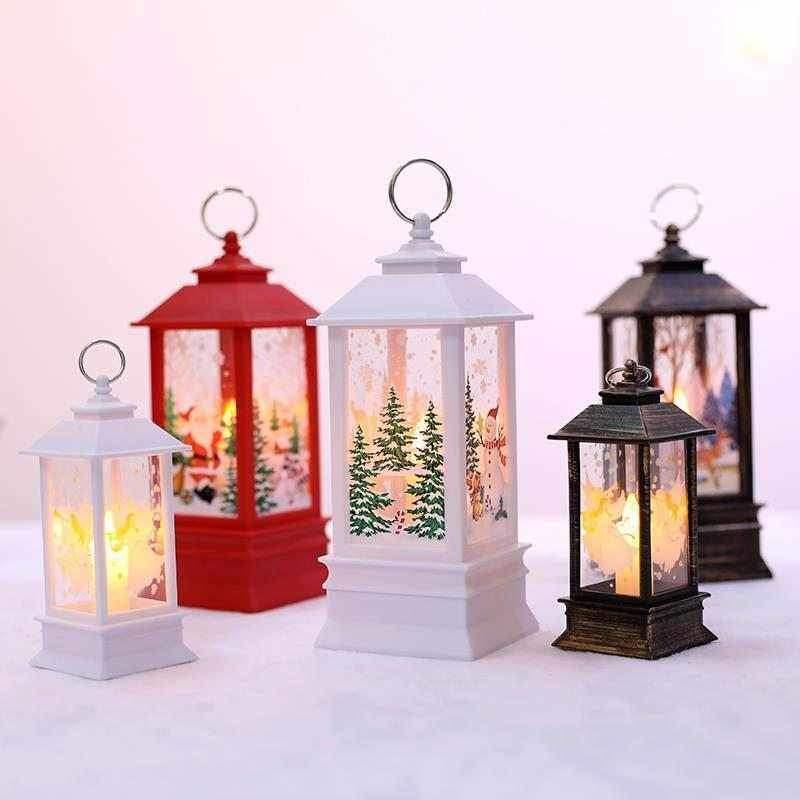 Swirling Glitter Christmas Lantern with Color-Changing LED
