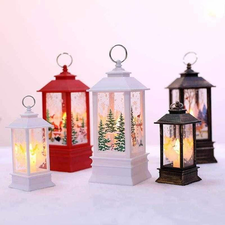 Swirling Glitter Christmas Lantern with Color-Changing LED