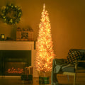 Small white pencil Christmas tree with lights