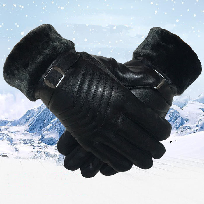 Hendrano Faux Leather Winter Gloves with Thick Plush Lining