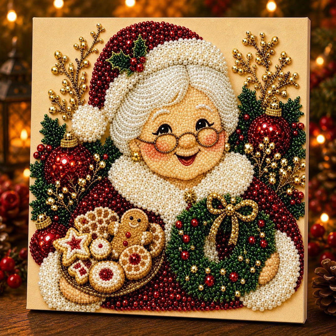 Framed Christmas diamond painting of Santa Claus