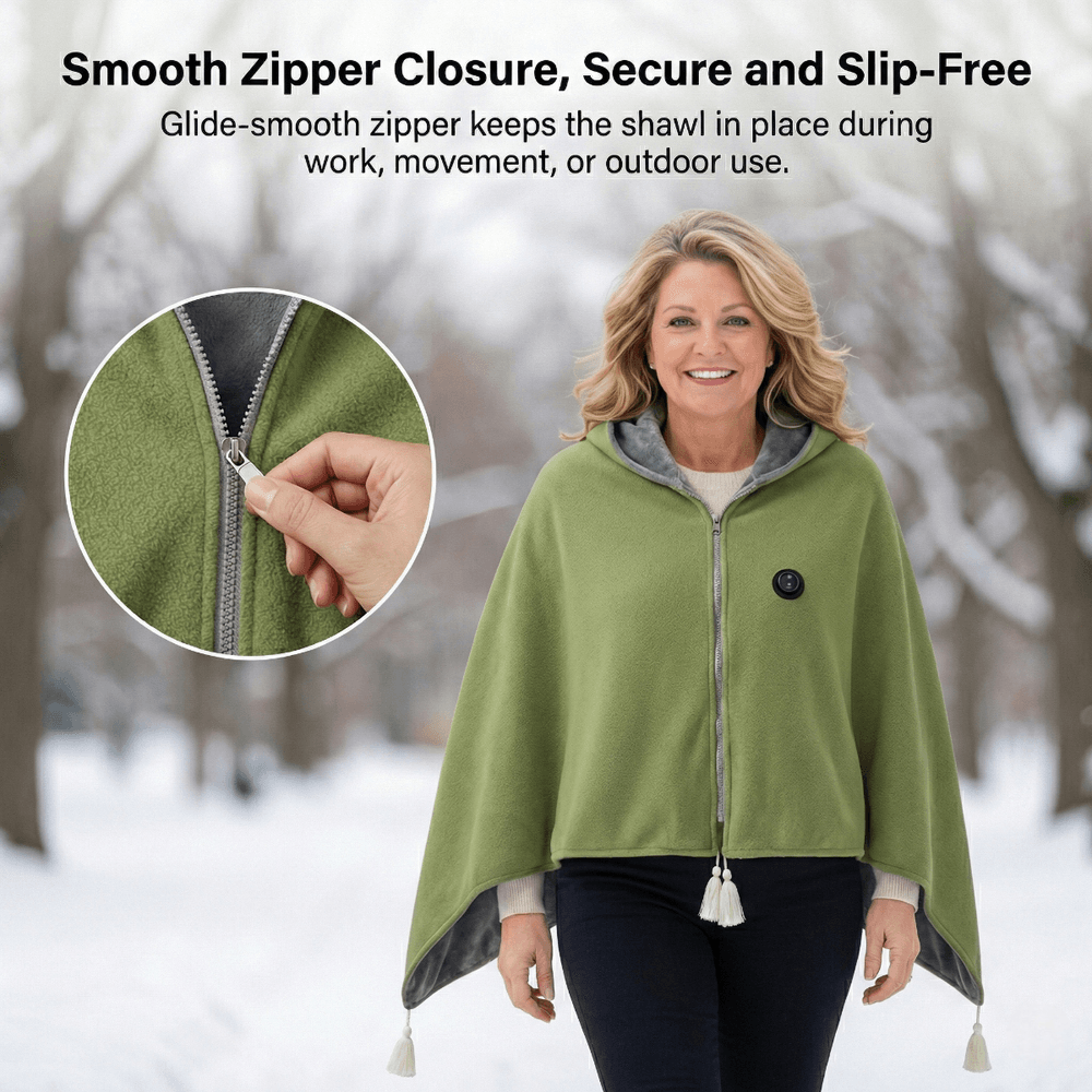 Heated Cotton Shawl Wrap with 8 Heat Zones and USB Power – Hendrano™