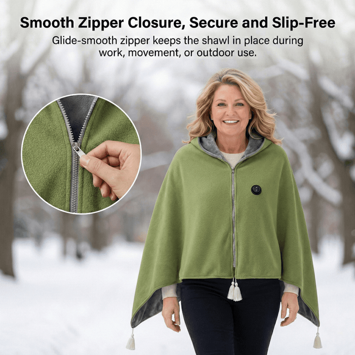 Heated Cotton Shawl Wrap with 8 Heat Zones and USB Power – Hendrano™