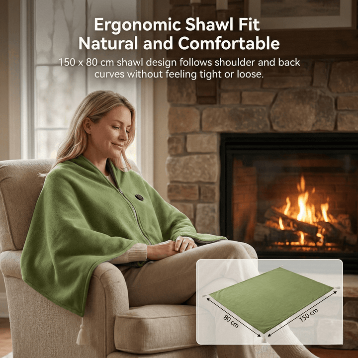 Heated Cotton Shawl Wrap with 8 Heat Zones and USB Power – Hendrano™
