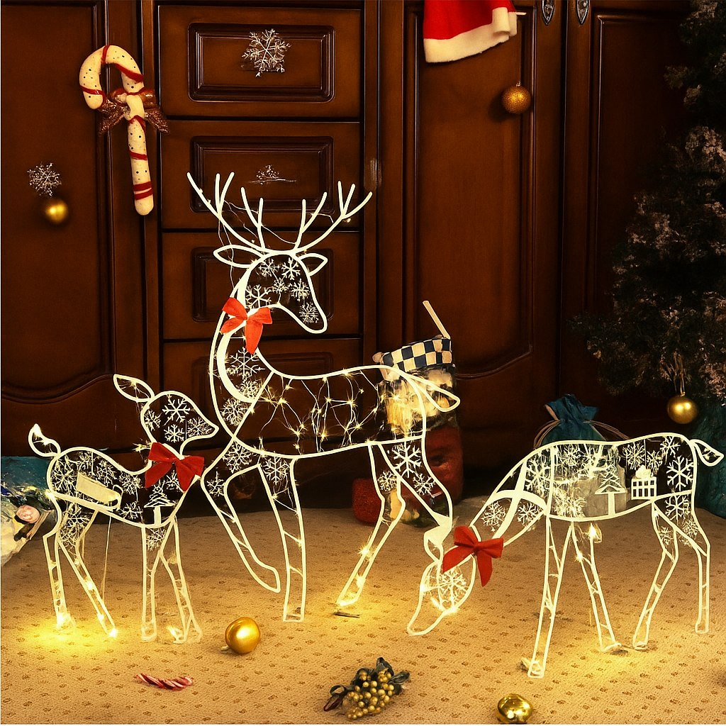 Hendrano™ Large Light-Up Acrylic Reindeer Figure with 240 LEDs and Timer
