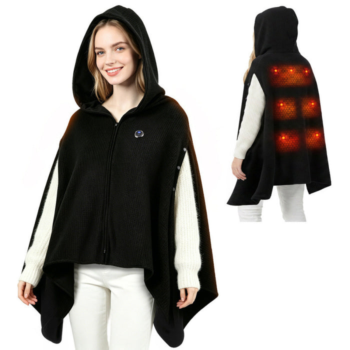 Hendrano USB Heated Hooded Shawl with 3 Heat Levels