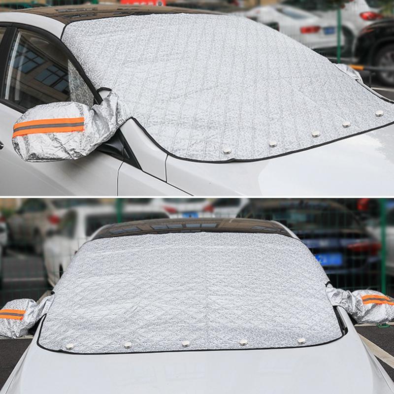 Magnetic 4-Season Windshield Cover with Reflective Mirror Covers