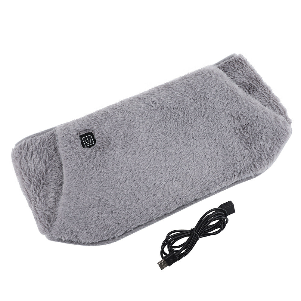 Plush heated waist belt with hand pocket