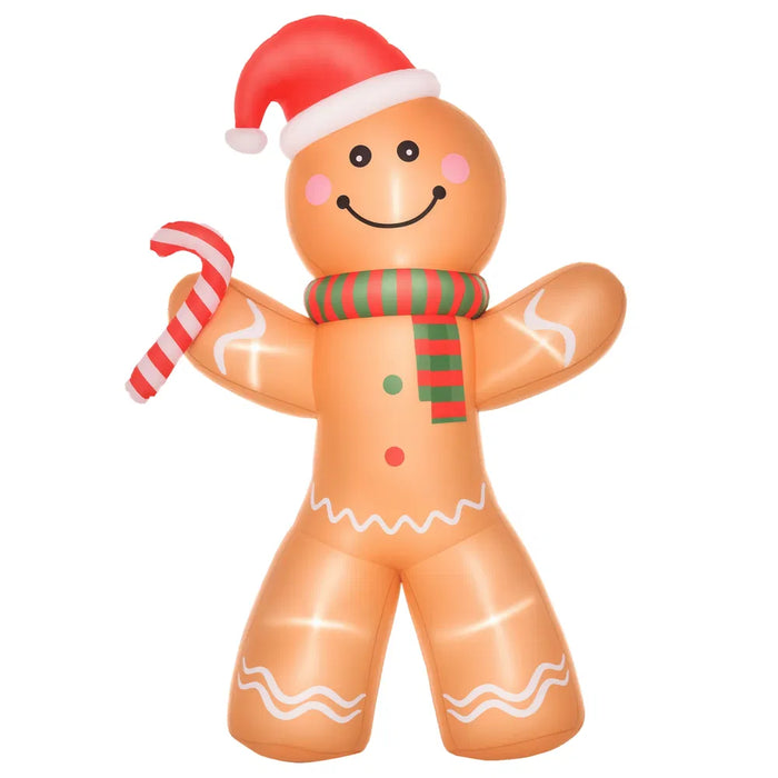 Hendrano 8 ft Inflatable Gingerbread Man with Candy Cane