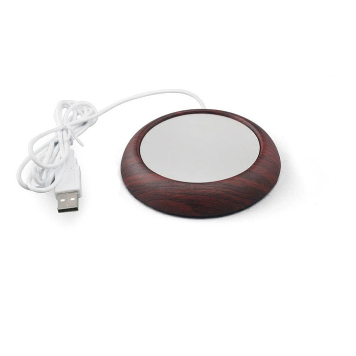 Hendrano Slim USB Coaster Warmer with Wood Look Rim