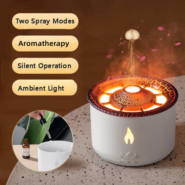 Volcano Flame Diffuser with Jellyfish Mist Rings and Timer