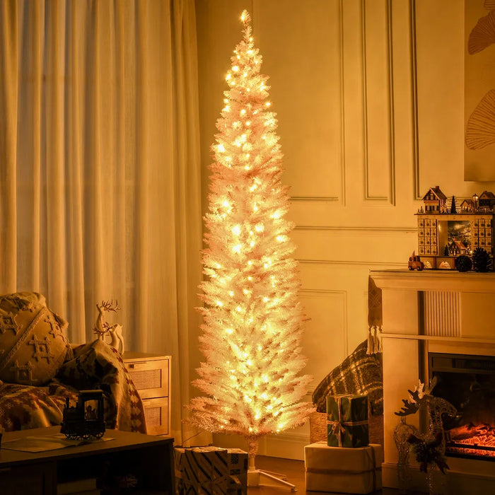 Hendrano 7 ft Pink Pre-Lit Pencil Christmas Tree with 200 LEDs
