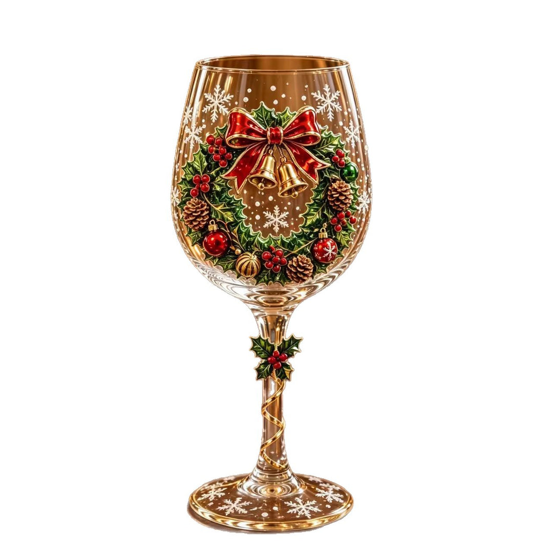 Christmas wine glass with Santa stem