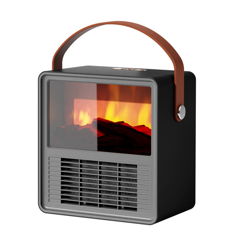 Wood grain fireplace style ceramic heater
