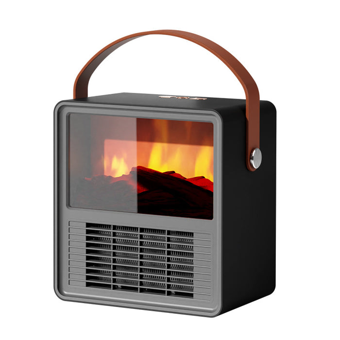 Hendrano Small Ceramic Fireplace Heater with Leather Look Handle