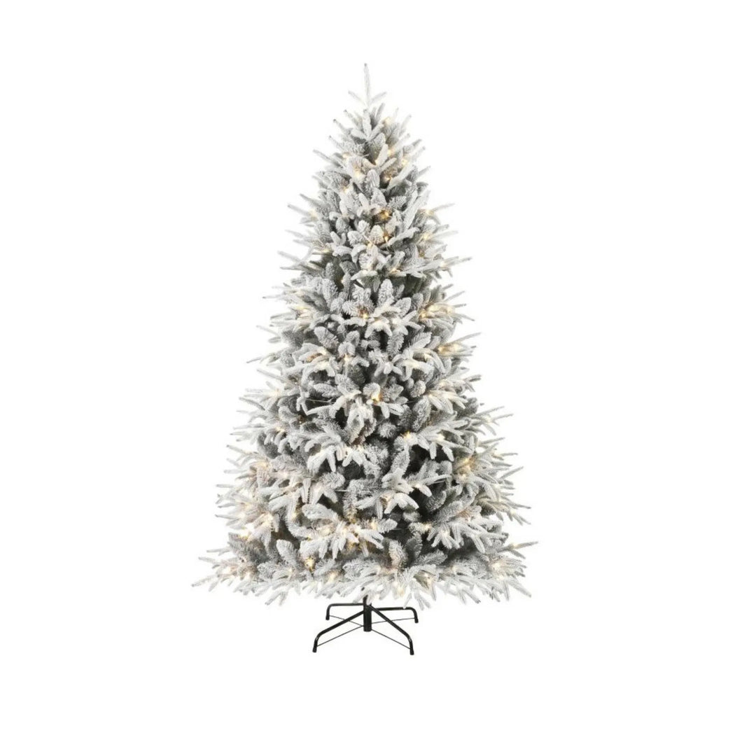 Full snow flocked pre-lit Christmas tree