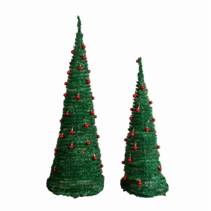 Hendrano Set of 2 Pop-Up Christmas Trees with Red Ornaments