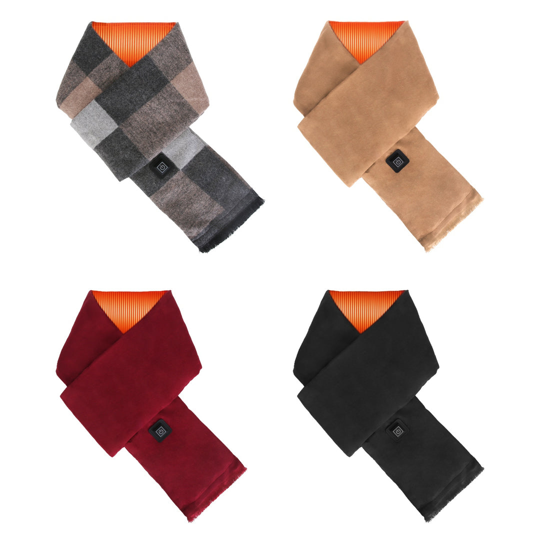 Camel heated wrap scarf around neck