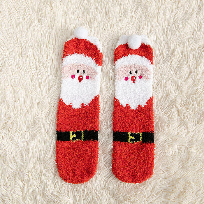 Hendrano Fluffy Kids Christmas Socks with 3D Antlers