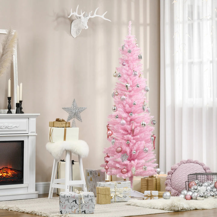 Slim pink unlit pencil Christmas tree