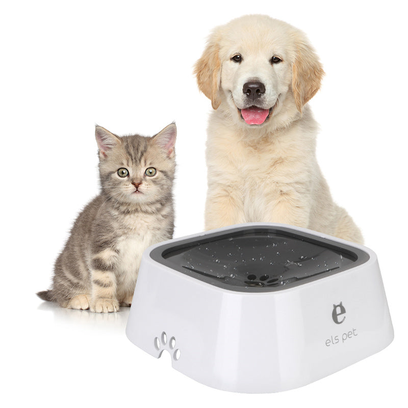 White floating no-spill pet water bowl