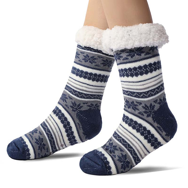 Ultra-Thick Snowflake Slipper Socks with Silicone Grip Soles