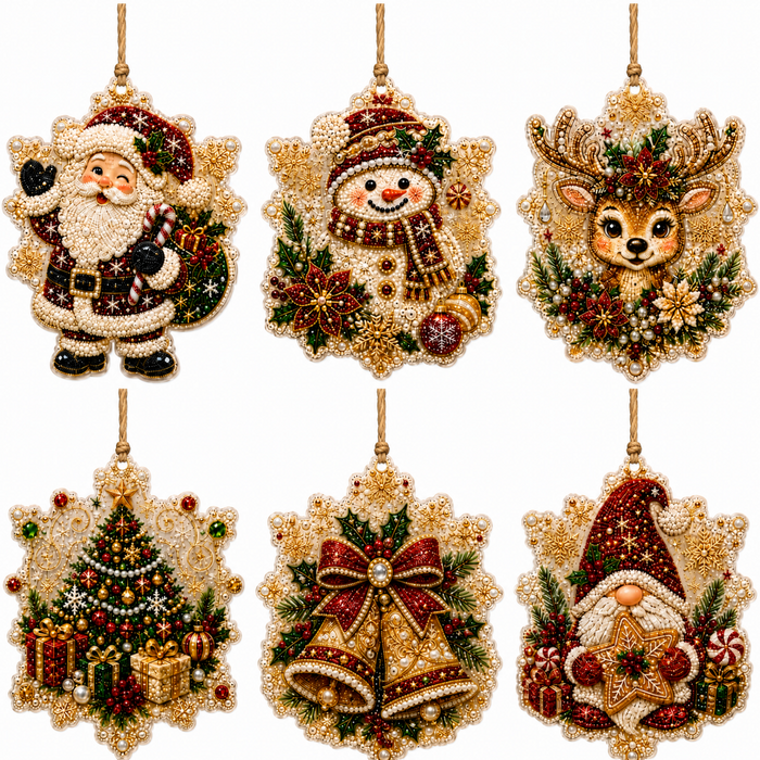 Hendrano DIY Diamond Painting Christmas Ornament Kit, Set of 6