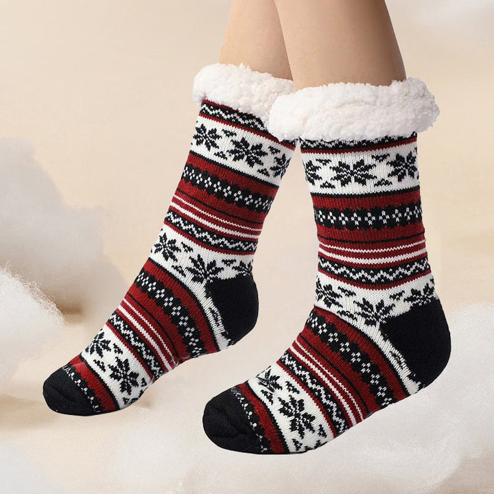Ultra-Thick Snowflake Slipper Socks with Silicone Grip Soles