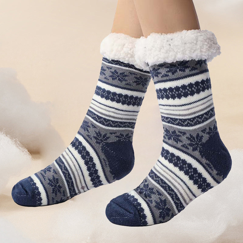 Ultra-Thick Snowflake Slipper Socks with Silicone Grip Soles