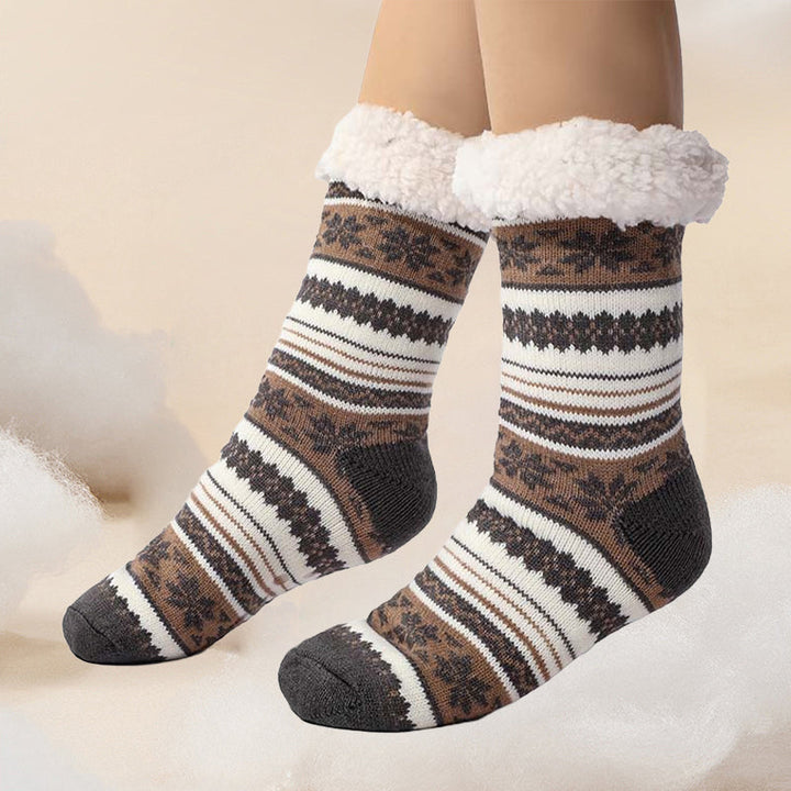 Ultra-Thick Snowflake Slipper Socks with Silicone Grip Soles
