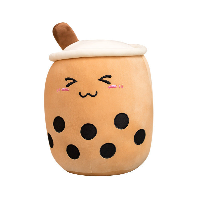 Brown boba tea plush pillow