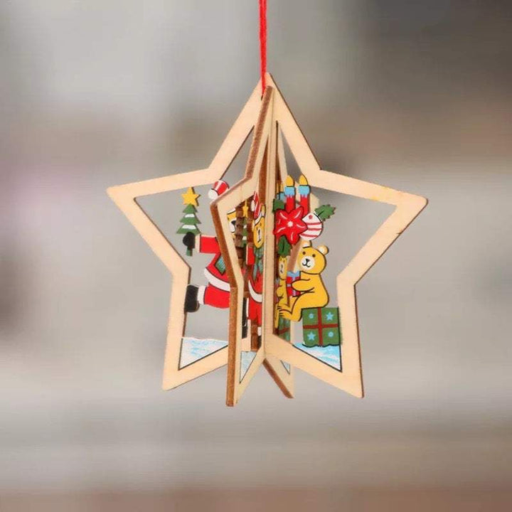 Laser-Cut 3D Wooden Christmas Ornaments – Star, Bell &amp; Bear
