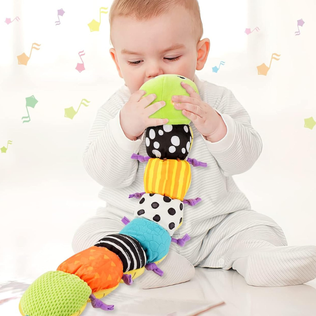 Hendrano™ Musical Caterpillar Rattle Plush with Crinkle Textures