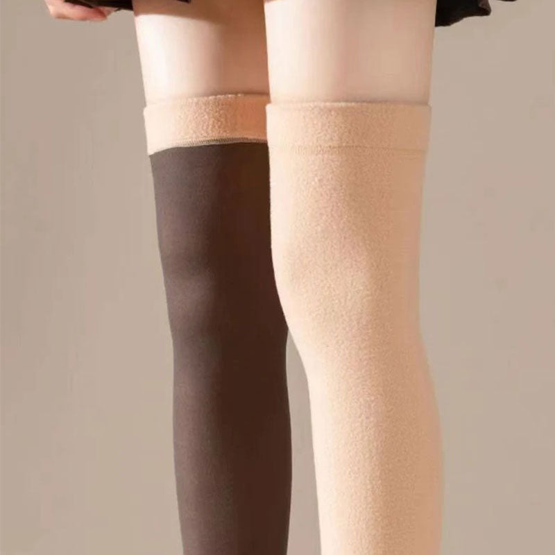 Thick Fleece-Lined Thigh-High Socks That Stay Up
