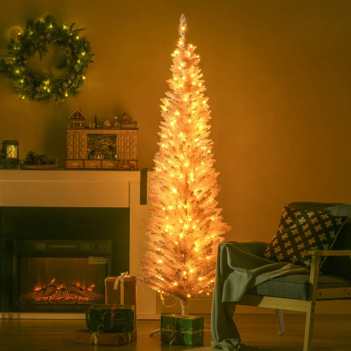 Hendrano 6 ft Pink Pencil Christmas Tree with 200 Warm White LEDs