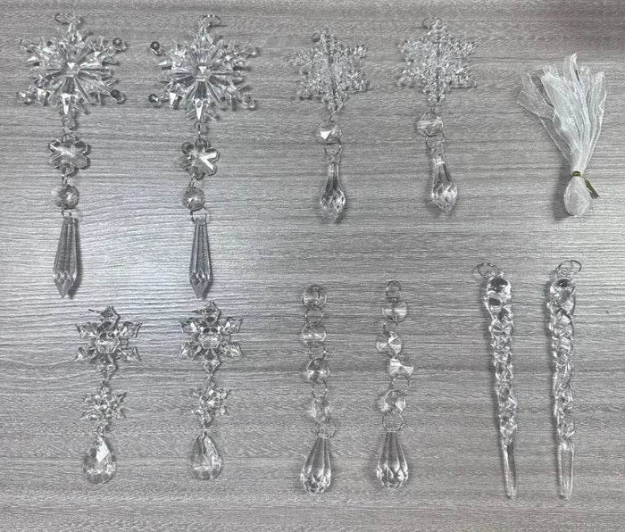 Hendrano™ Clear Acrylic Icicle Christmas Ornaments, Set of 10
