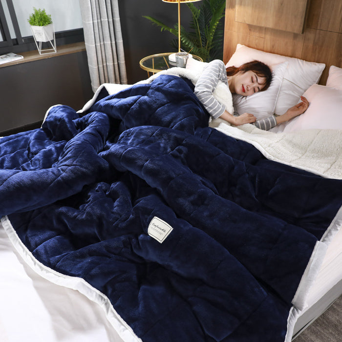 Hendrano Thick 3-Layer Fleece Blanket with Sherpa Back