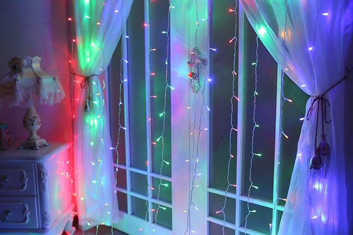 Christmas LED Curtain Lights 3 x 3 m 304 Beads Remote Control