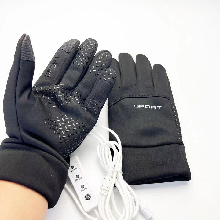 Black USB heated waterproof gloves