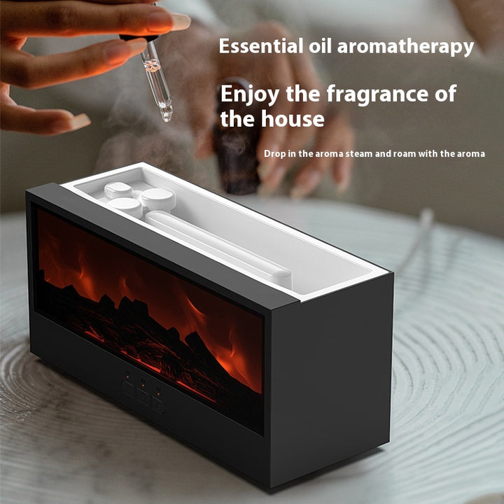 3D Fireplace Flame Aroma Diffuser with Remote and Oil Options
