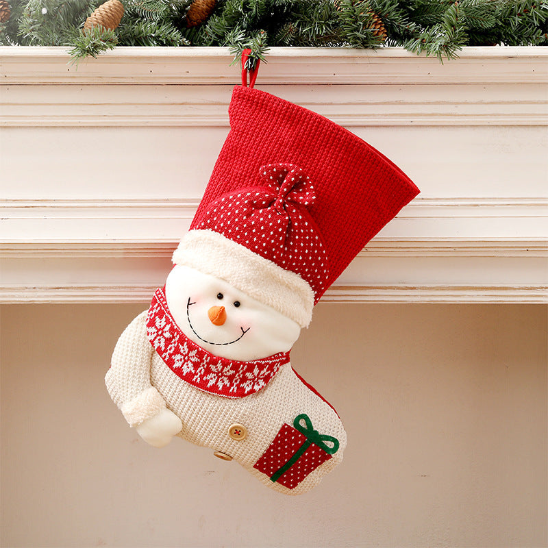 Knitted Christmas Stocking with Santa or Snowman Design