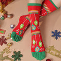 Knee-high Christmas toe socks with penguins