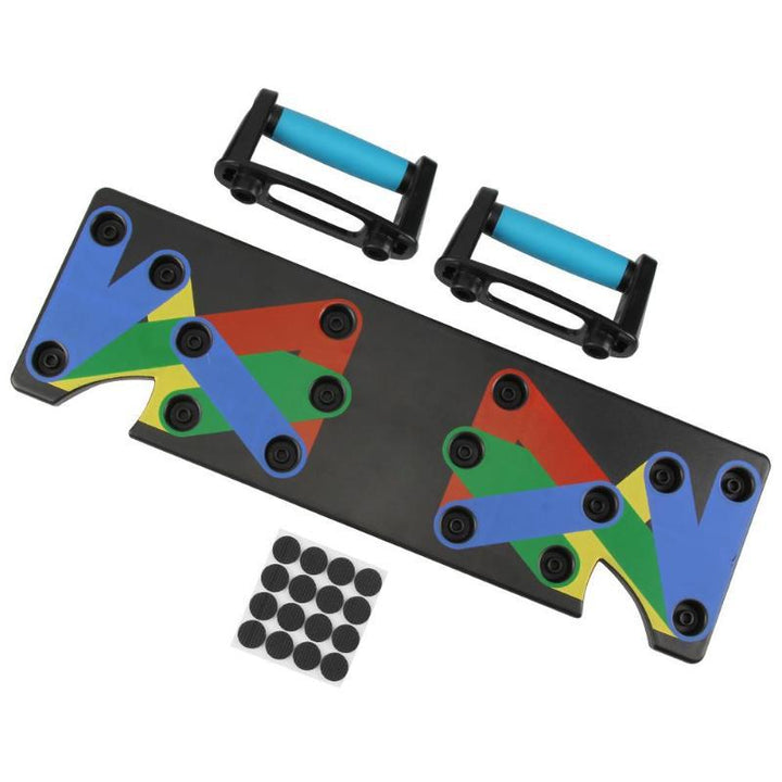Foldable color-coded push-up board with handles