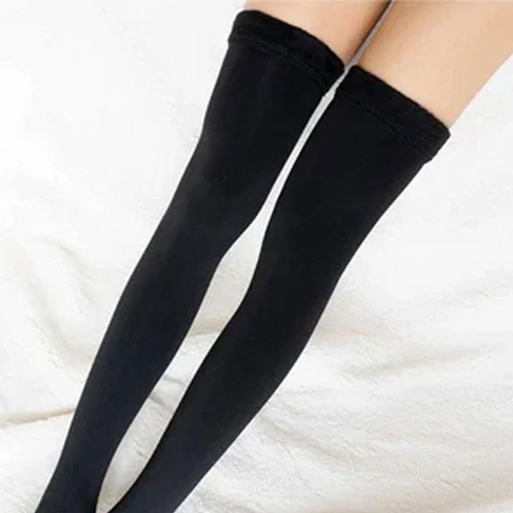 Thick Fleece-Lined Thigh-High Socks That Stay Up
