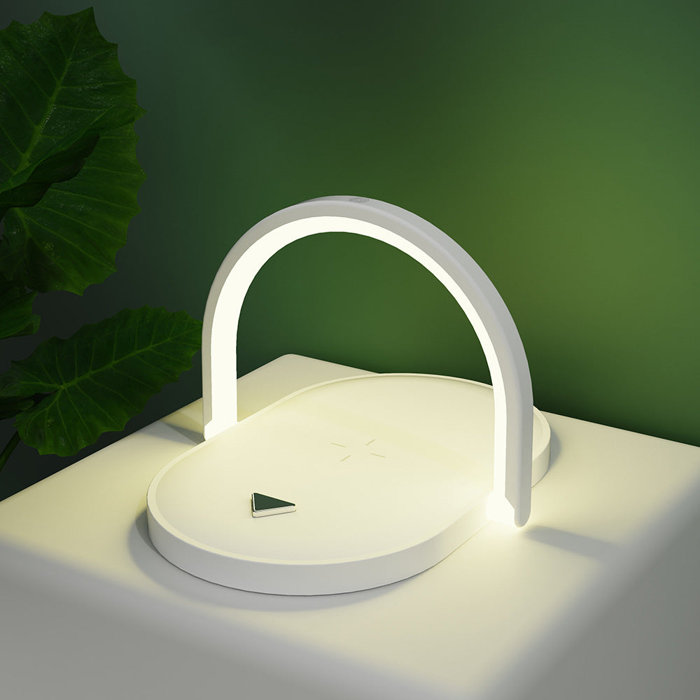 White foldable wireless charger lamp with phone