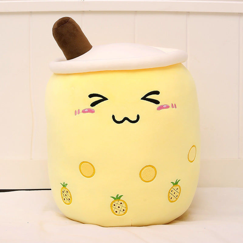 Brown boba tea plush pillow