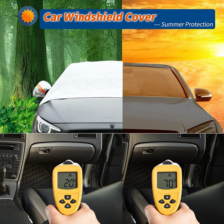 Magnetic 4-Season Windshield Cover with Reflective Mirror Covers