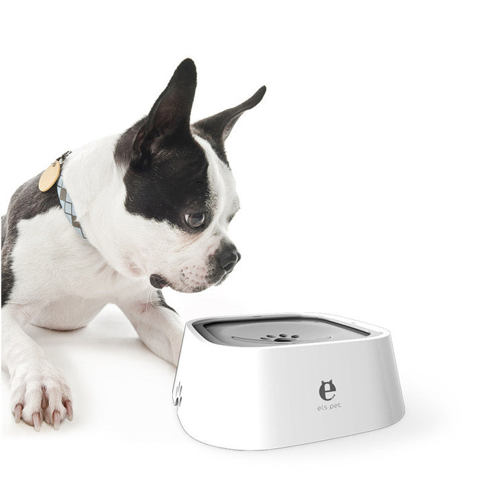 White floating no-spill pet water bowl
