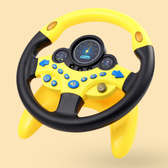 Yellow toddler steering wheel toy