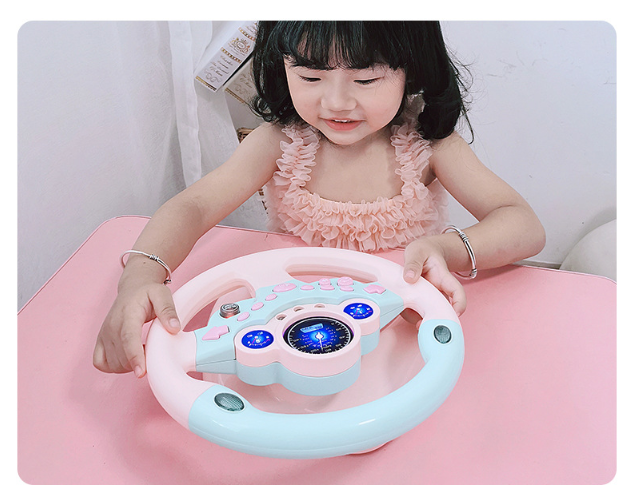 Yellow toddler steering wheel toy